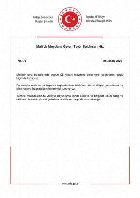 Dışişleri’nden Mali’deki terör saldırılarına kınama