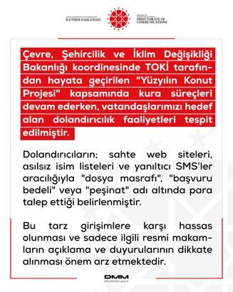 DMM: 'Yüzyılın Konut Projesi’ ile ilgili dolandırıcılık uyarısı