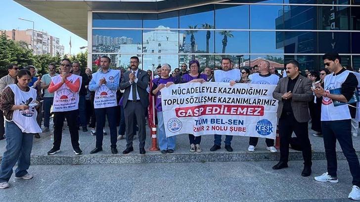 Bayraklı Belediyesi'nde memurların eylemi sürüyor