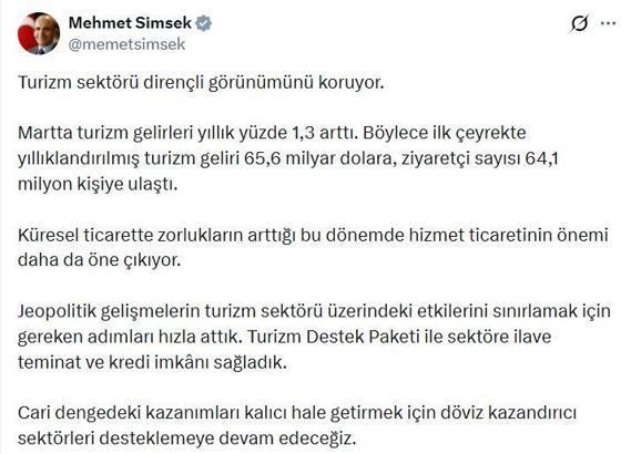 Bakan Şimşek: Döviz kazandırıcı sektörleri desteklemeye devam edeceğiz