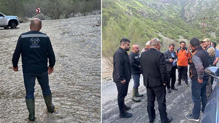 Kaval Deresi taştı, köy yolu ulaşıma kapandı