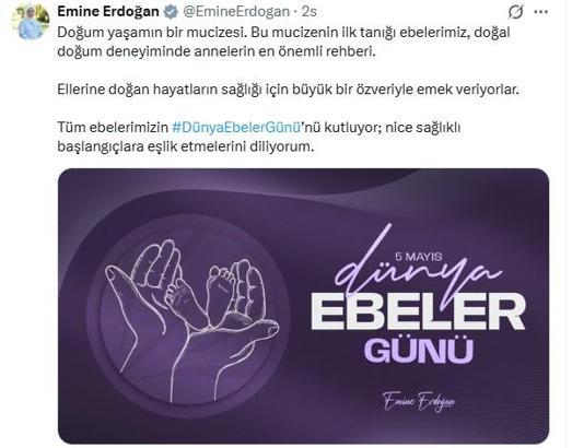 Emine Erdoğan'dan 'Dünya Ebeler Günü' paylaşımı