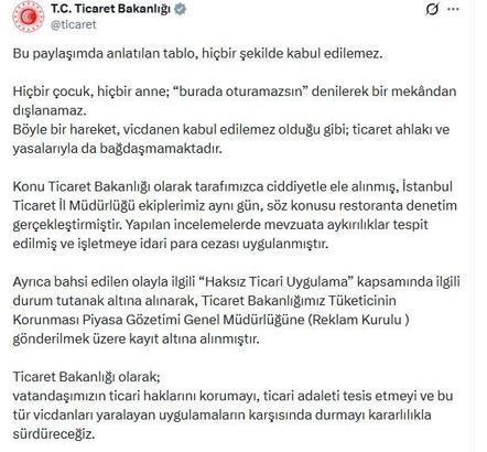 Bakanlıktan zincir restoranda ayrımcılık iddiasına idari para cezası
