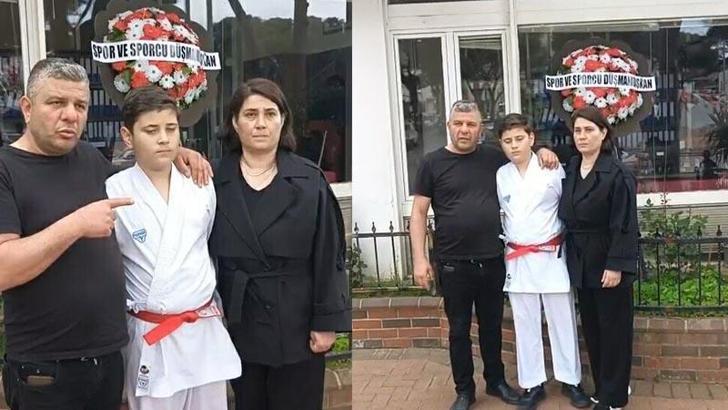 Kulüple ilişiği kesilen milli karatecinin babasından belediyeye siyah çelenkli protesto