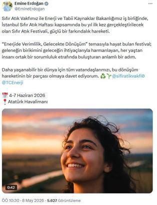Emine Erdoğan'dan 'Sıfır Atık Festivali' paylaşımı