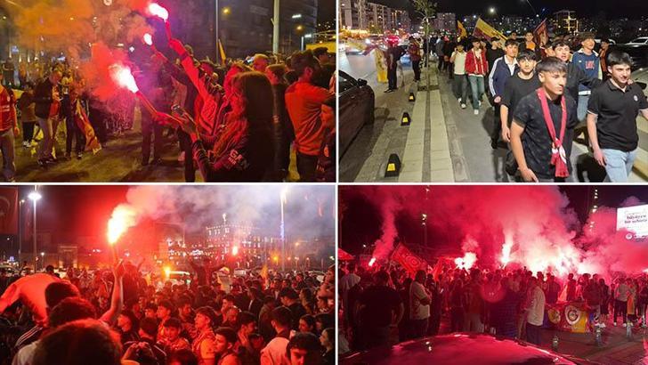 Galatasaray taraftarlarından coşkulu kutlama