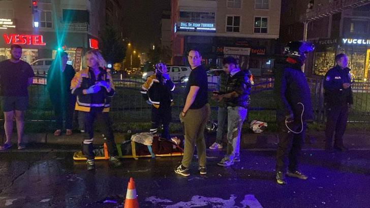 Devrilen motosikletteki 2 kişi yaralandı