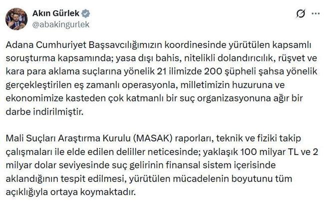 21 ilde 'yasa dışı bahis' operasyonu