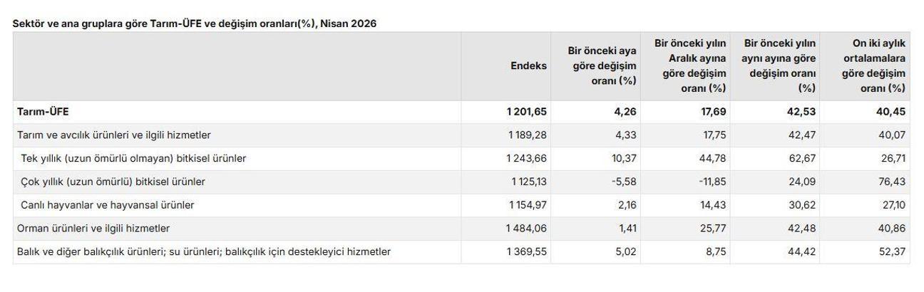 TÜİK: Tarım ürünleri üretici fiyatları nisanda arttı