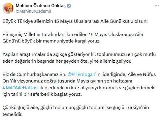 Bakan Göktaş, 'Aile Günü'nü tebrik etti