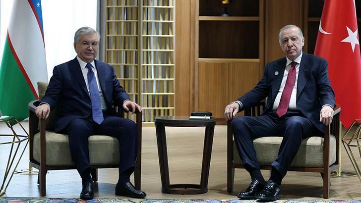 Cumhurbaşkanı Erdoğan, Özbekistan Cumhurbaşkanı Mirziyoyev ile görüştü
