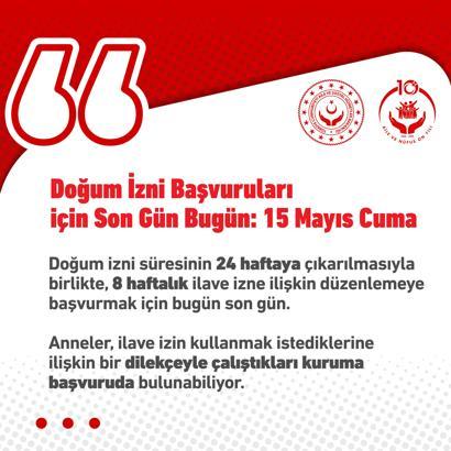 İlave doğum izni başvuruları bugün sona eriyor