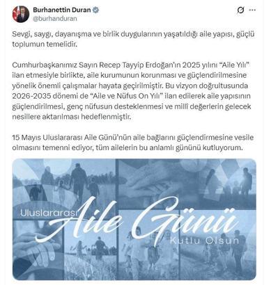 İletişim Başkanı Duran'dan 'Aile Günü' mesajı
