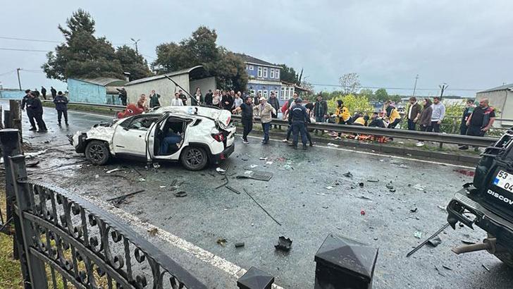 Takla atan cip, karşı şeritteki başka bir cipin üzerine düştü: 1 ölü, 7 yaralı