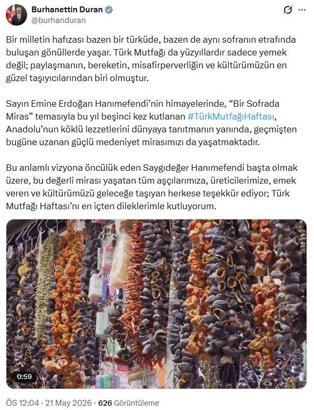 İletişim Başkanı Duran'dan 'Türk Mutfağı Haftası' mesajı