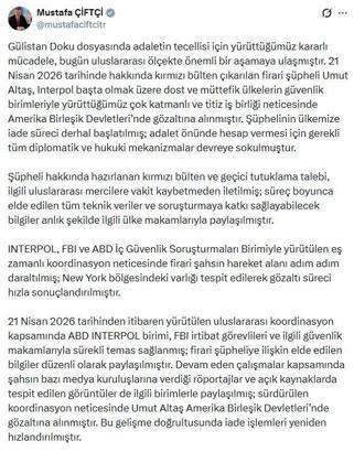 Bakan Çiftçi: Umut Altaş'ın iadesi için tüm mekanizmalar devreye sokuldu