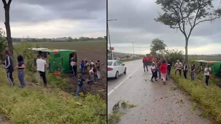 Çanakkale'de otobüs devrildi; yaralılar var