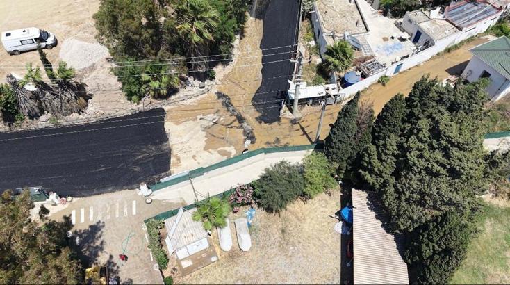 Bodrum’da isale hattı patladı, tonlarca su boşa aktı