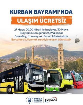 Bursa’da Kurban Bayramı'nda ulaşım ücretsiz