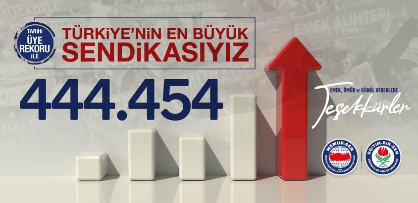 Eğitim-Bir-Sen, 444 bin 454 üye sayısına ulaştı