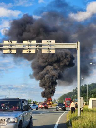 Karadeniz Sahil Yolu’nda otomobil alev aldı