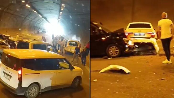Tünelde 6 aracın karıştığı zincirleme kaza: 2 yaralı