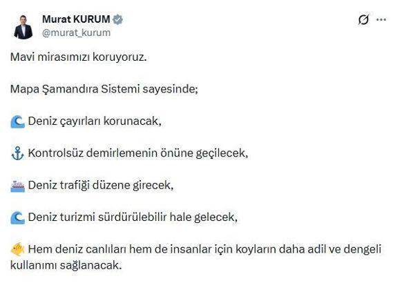 Bakan Kurum'dan 'Mapa Şamandıra Sistemi' paylaşımı