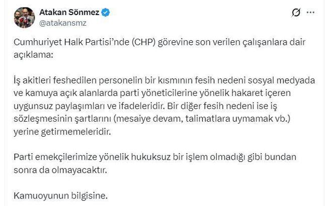 CHP'den işten çıkarılmalara ilişkin açıklama (2)