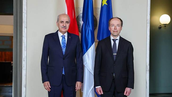 TBMM Başkanı Kurtulmuş, Finlandiya Parlamentosu Başkanı Halla-Aho ile görüştü