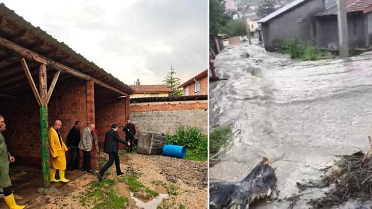 Sağanak sonrası dere taştı, bahçe ve ahırları su bastı