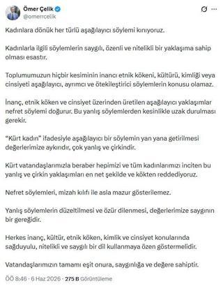 AK Parti’li Çelik: Kadınlara dönük her türlü aşağılayıcı söylemi kınıyoruz