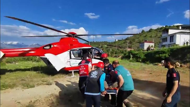 Refahiye’de rahatsızlanan kalp hastası, ambulans helikopterle hastaneye ulaştırıldı