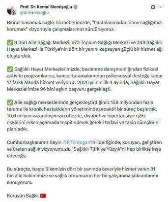 Bakan Memişoğlu: 4 ayda Sağlıklı Hayat Merkezlerimize 96 bini aşkın başvuru gerçekleşti