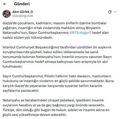 Bakan Gürlek: Netanyahu'nun, Cumhurbaşkanımızı hedef almaya kalkışması akıl tutulmasıdır