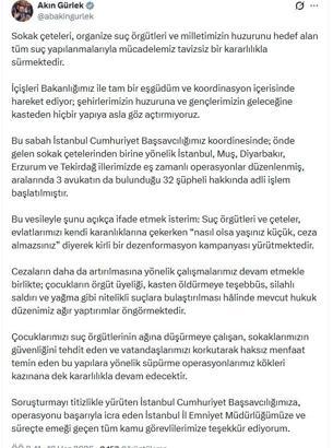 Sokak çetesine operasyon; 32 şüpheli hakkında adli işlem