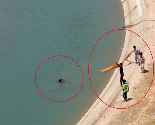 Akıntıya kapılan 2 kişiyi halat ve çekpasla sudan çıkardılar
