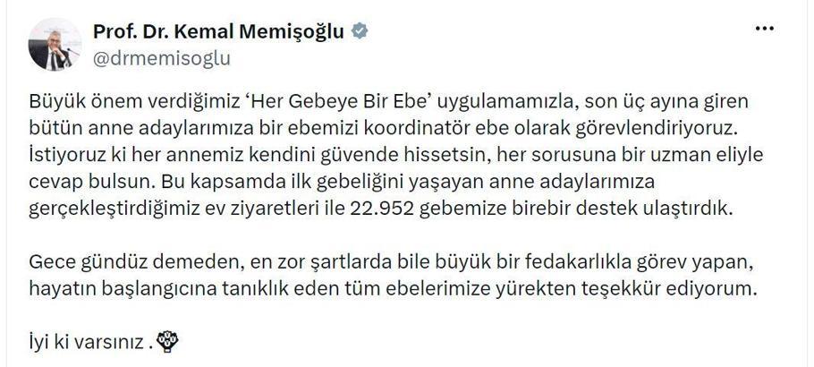 Bakan Memişoğlu: 22 bin 952 gebemize birebir destek ulaştırdık