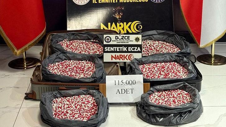 Düzce'de uyuşturucu operasyonunda 115 bin hap ele geçirildi