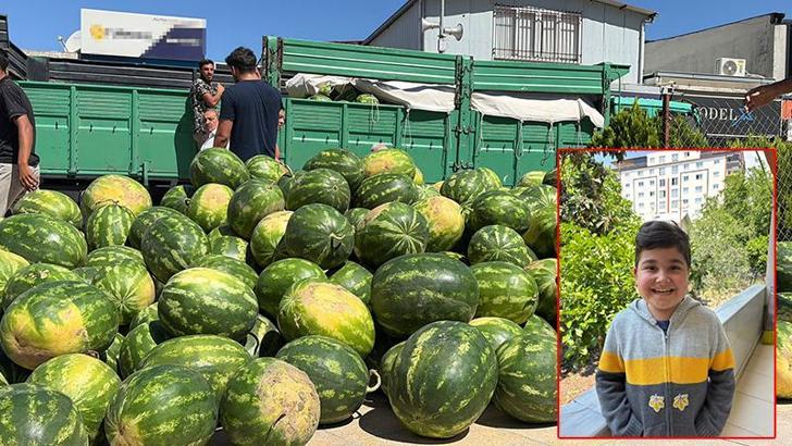 Hayırsever çiftçi, DMD hastası Uygar için bir kamyon karpuz bağışladı