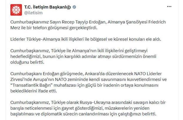 Cumhurbaşkanı Erdoğan, Almanya Şansölyesi Merz ile görüştü