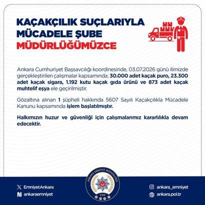 Ankara’da 30 bin adet gümrük kaçağı puro ele geçirildi