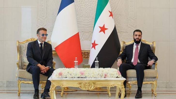 Suriye Cumhurbaşkanı Şara, Fransa Cumhurbaşkanı Macron ile görüştü