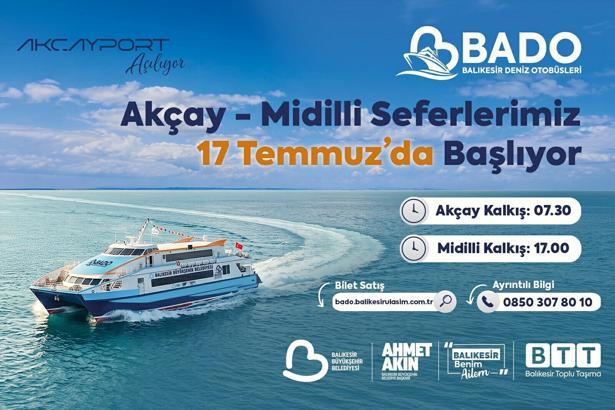 BADO'nun Akçay- Midilli seferleri 17 Temmuz'da başlıyor