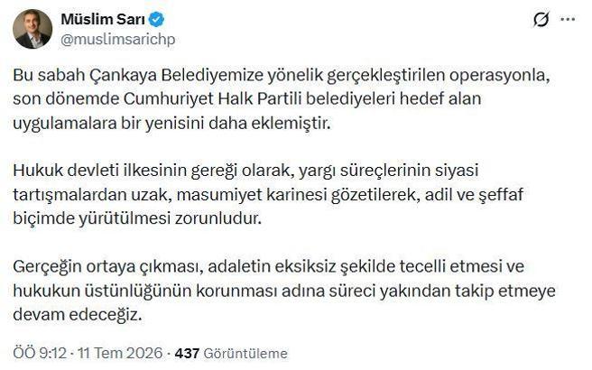 CHP'den Çankaya Belediyesi'ne yönelik operasyona ilişkin açıklama