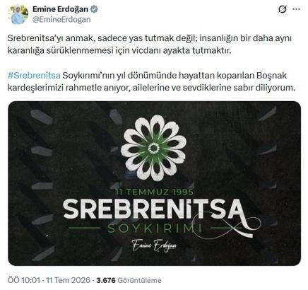 Emine Erdoğan, Srebrenitsa Soykırımı'nda hayatını kaybedenleri andı