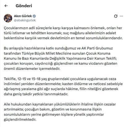 Bakan Gürlek: Amacımız çocuğu koruyan etkili bir adalet sistemi tesis etmektir