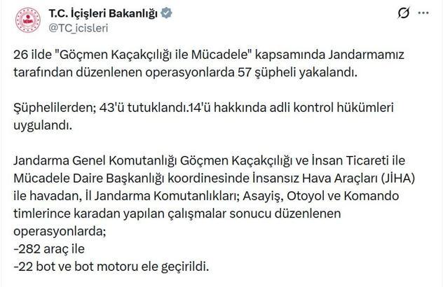 26 ilde 'göçmen kaçakçılığı' operasyonu: 43 tutuklama