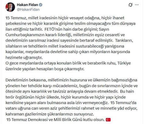 Bakan Fidan: Hain terör örgütünün yaşam alanı bulmasına asla izin vermeyeceğiz