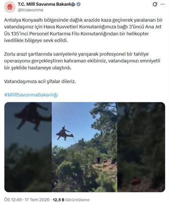 Dağlık arazide yaralanan vatandaş askeri helikopterle tahliye edildi