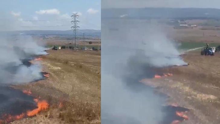 Silivri'de iki farklı otluk alanda çıkan yangında 300 dönüm arazi zarar gördü